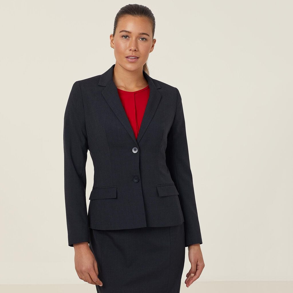 Stretch Wool Blend 2 Button Mid Length Jacket CAT1BA