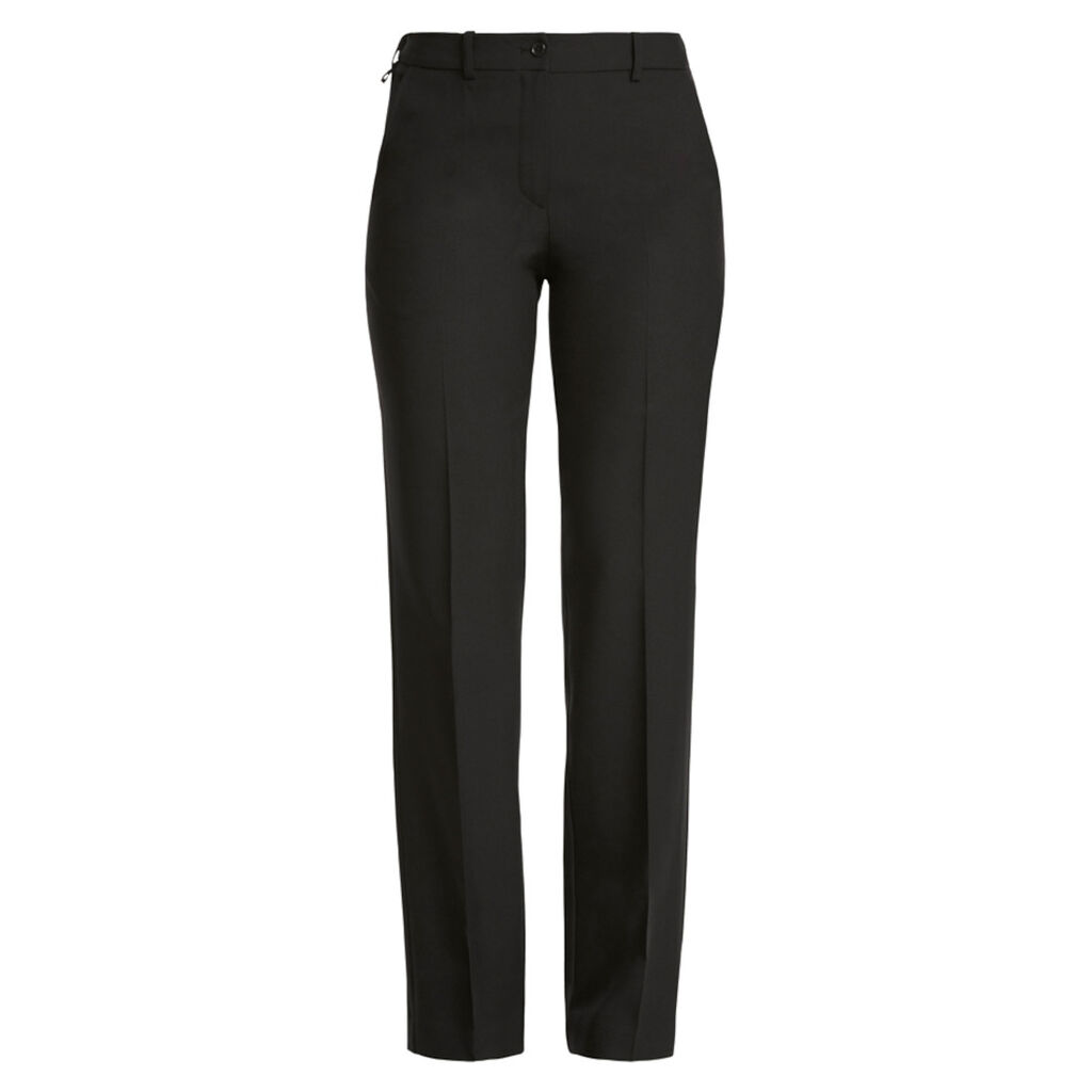 Ladies Half Elastic Waist Straight Leg Pants