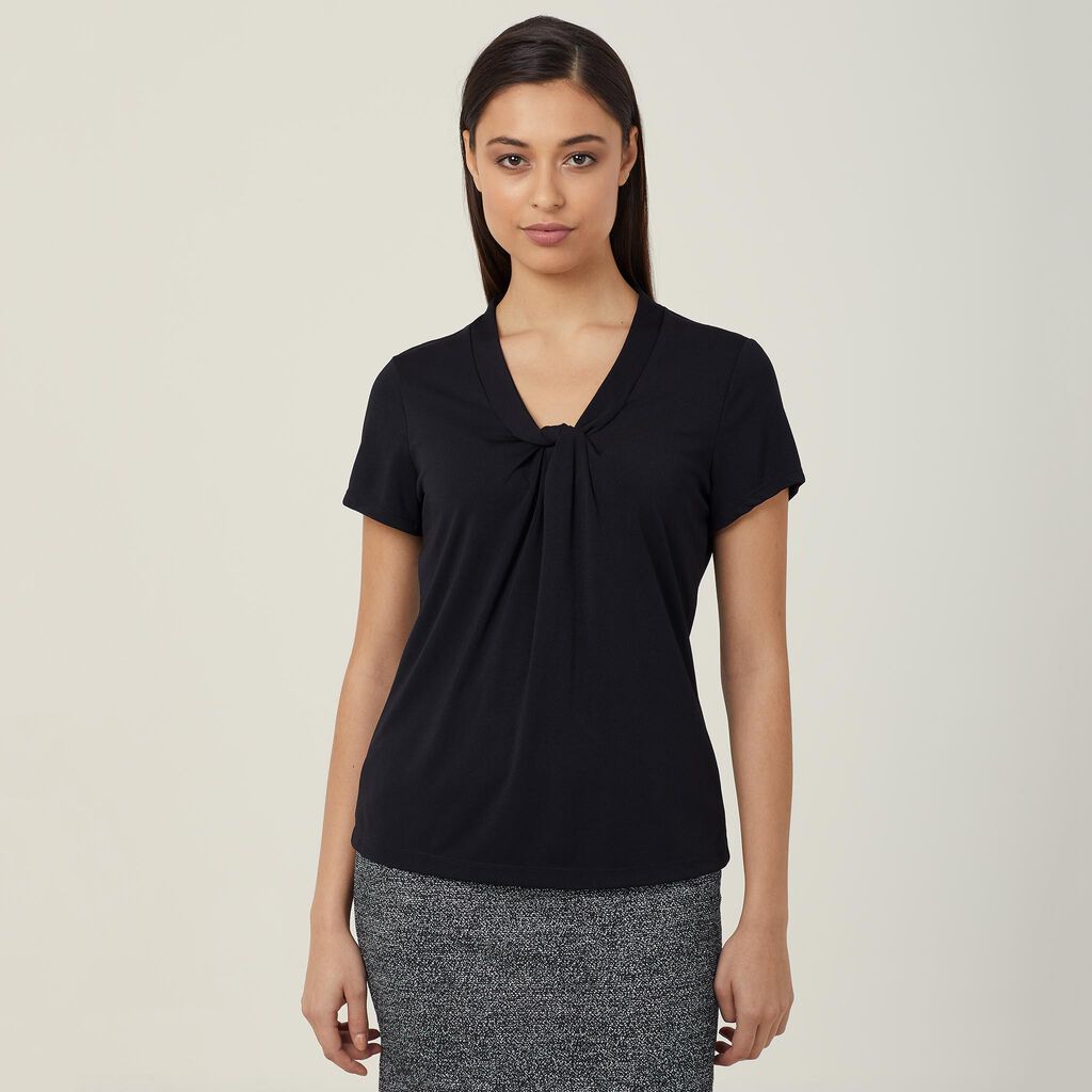 Matt Jersey Twist Neck Short Sleeve Top