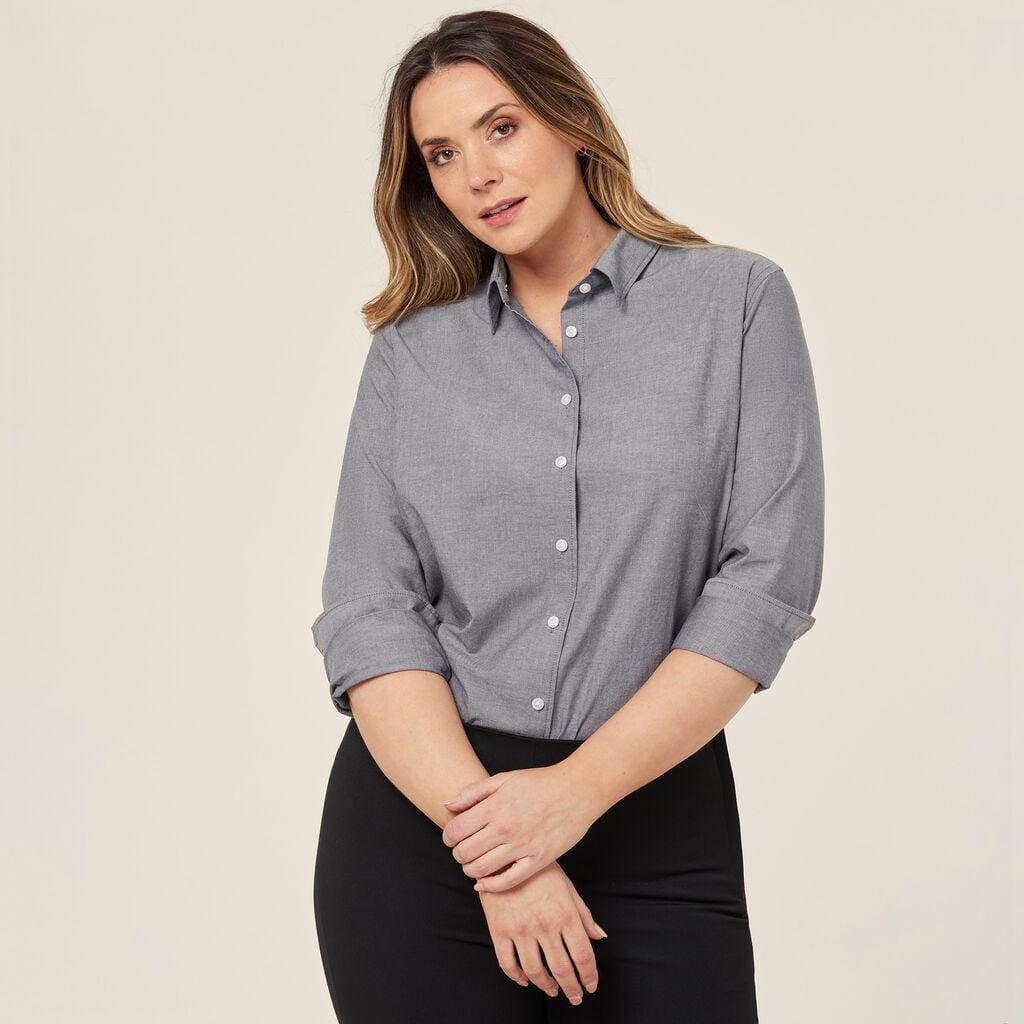 Shirt Women's Cotton Chambray Long Sleeve Relaxed Fit CATUSZ