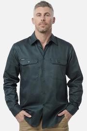 Long Sleeve Open Front Drill Shirt
