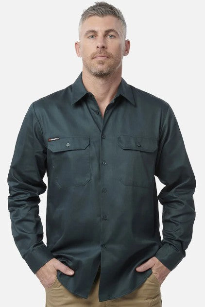 Long Sleeve Open Front Drill Shirt