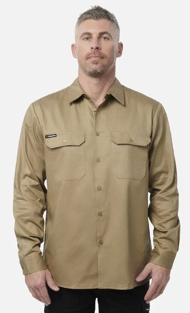Long Sleeve Open Front Drill Shirt
