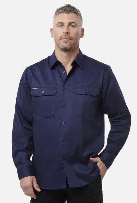 Long Sleeve Open Front Drill Shirt