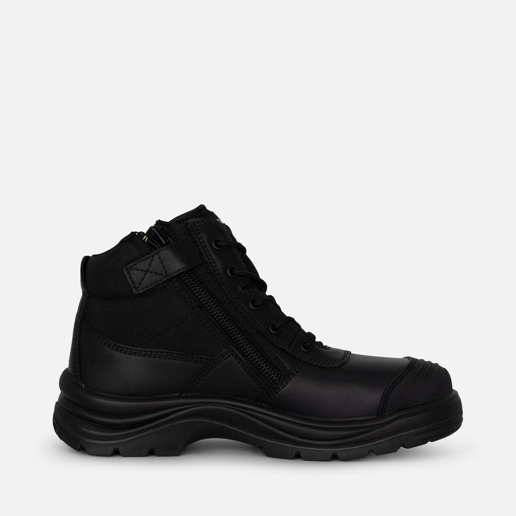 Tradie Zip/Lace Steel Cap Safety Work Boots 5" - Black K27150