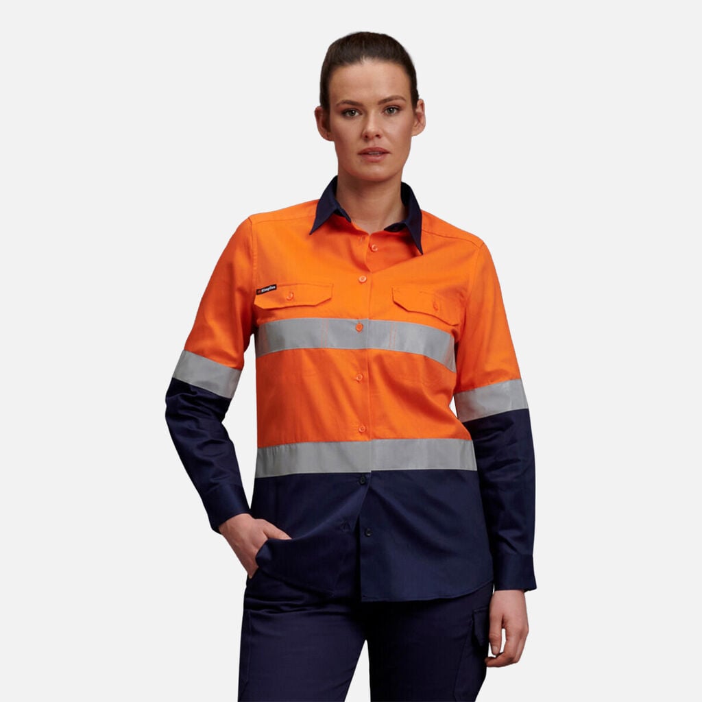 Women's Reflective Spliced Drill Shirt L/S K44532