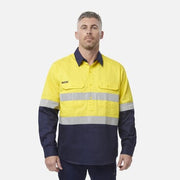 Reflective Closed Front Spliced Drill Shirt L/S K54325