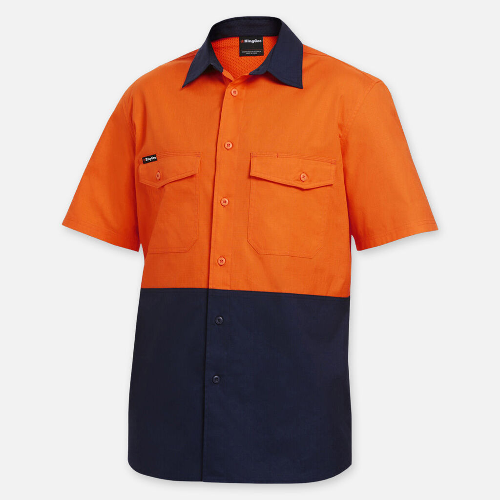 Workcool 2 Hi Vis Two Tone Short Sleeve Drill Work Shirt