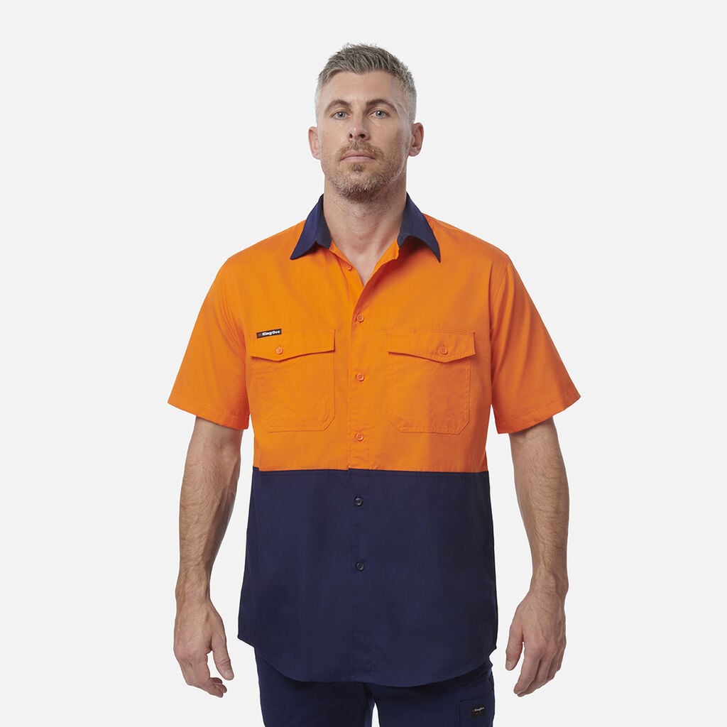Workcool 2 Hi Vis Two Tone Short Sleeve Drill Work Shirt K54875