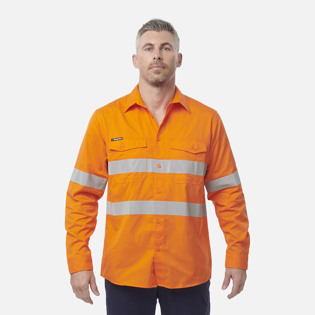 King Gee Work Cool 2 Hi Vis Ref Shirt L/S K54890