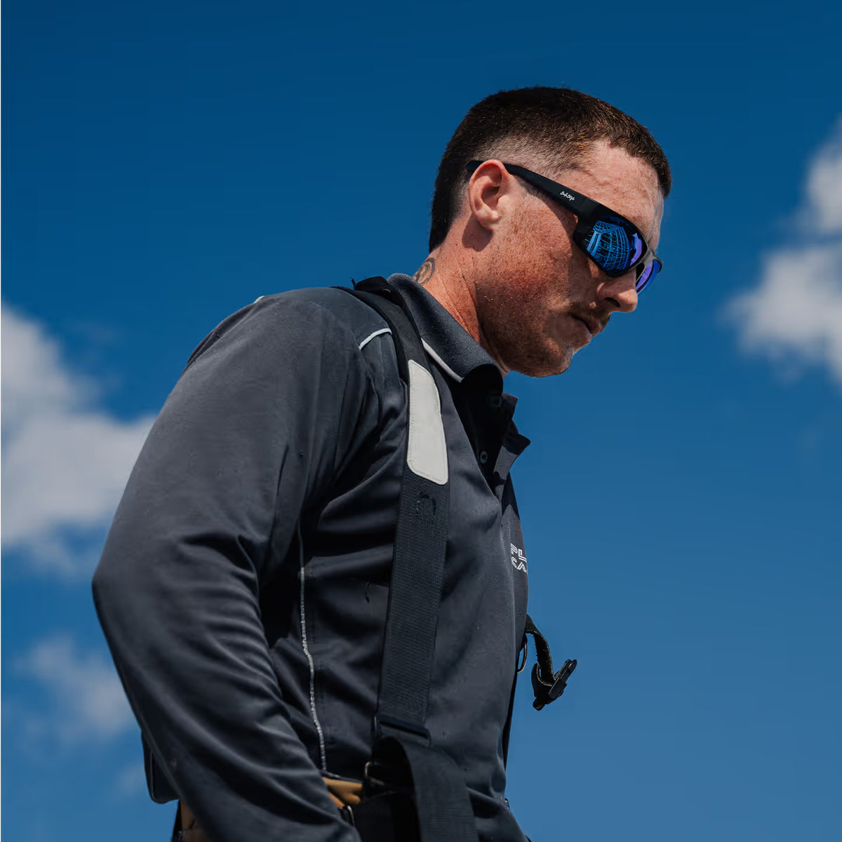 Keels Matte Black Frame Mirrors Blue Polarised Lens SKE091-030401