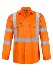 Hi Vis Long Sleeve Shirt With X Pattern And CSR Reflective Tape -day/night Use