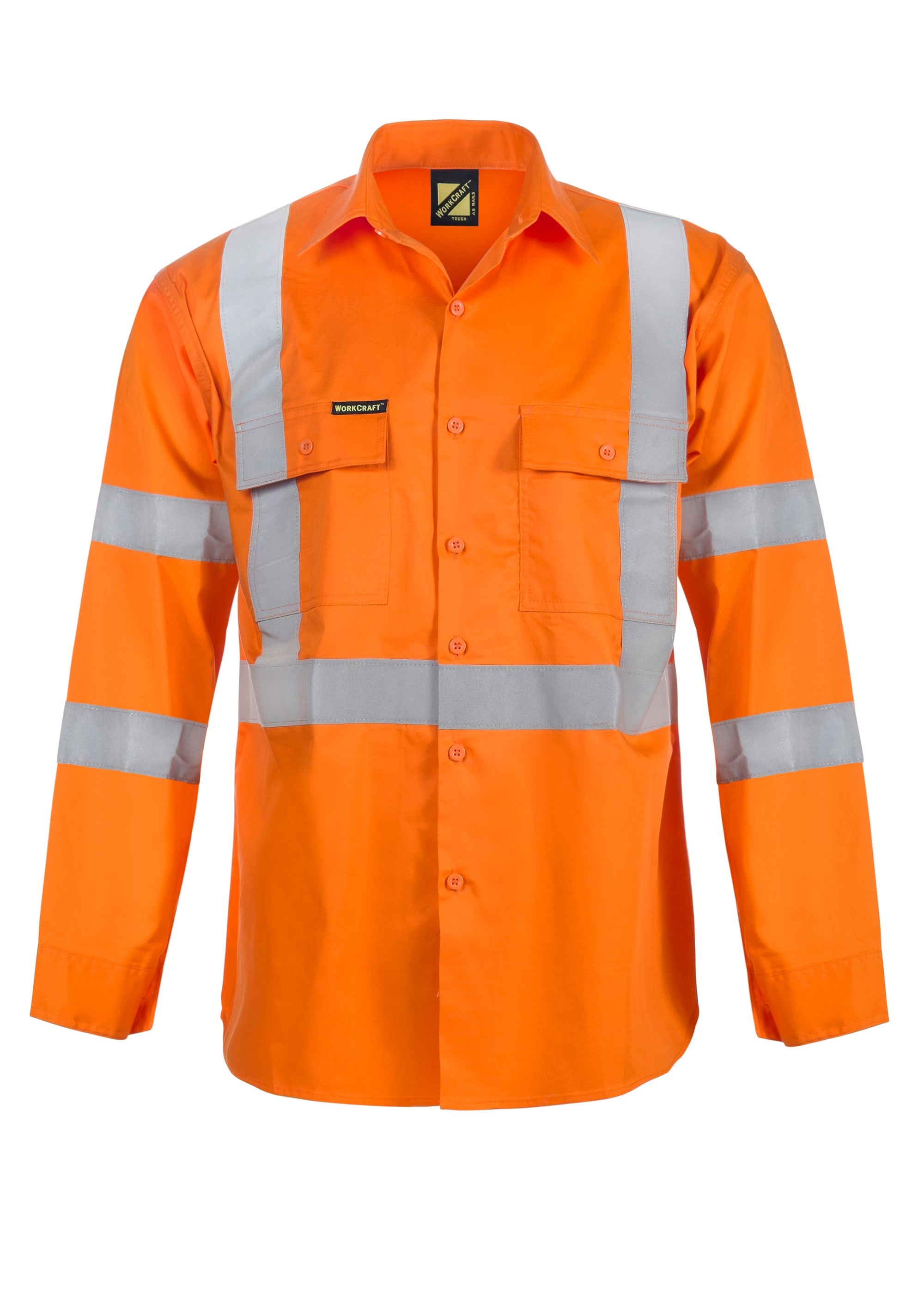 Hi Vis Long Sleeve Shirt With X Pattern And CSR Reflective Tape -day/night Use