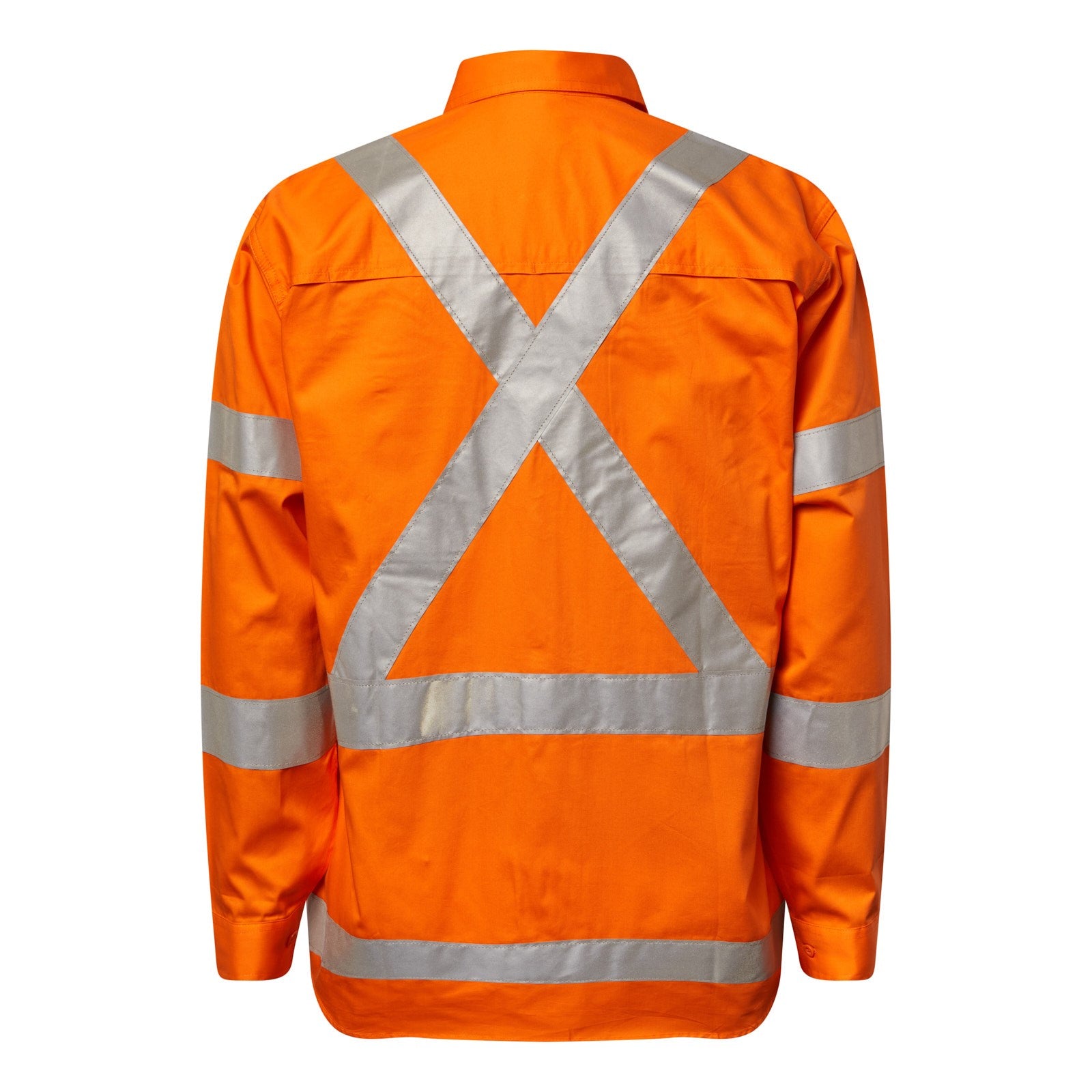 Lightweight Hi Vis Long Sleeve Vented Cotton Drill Shirt With X Pattern CSR Reflective Tape