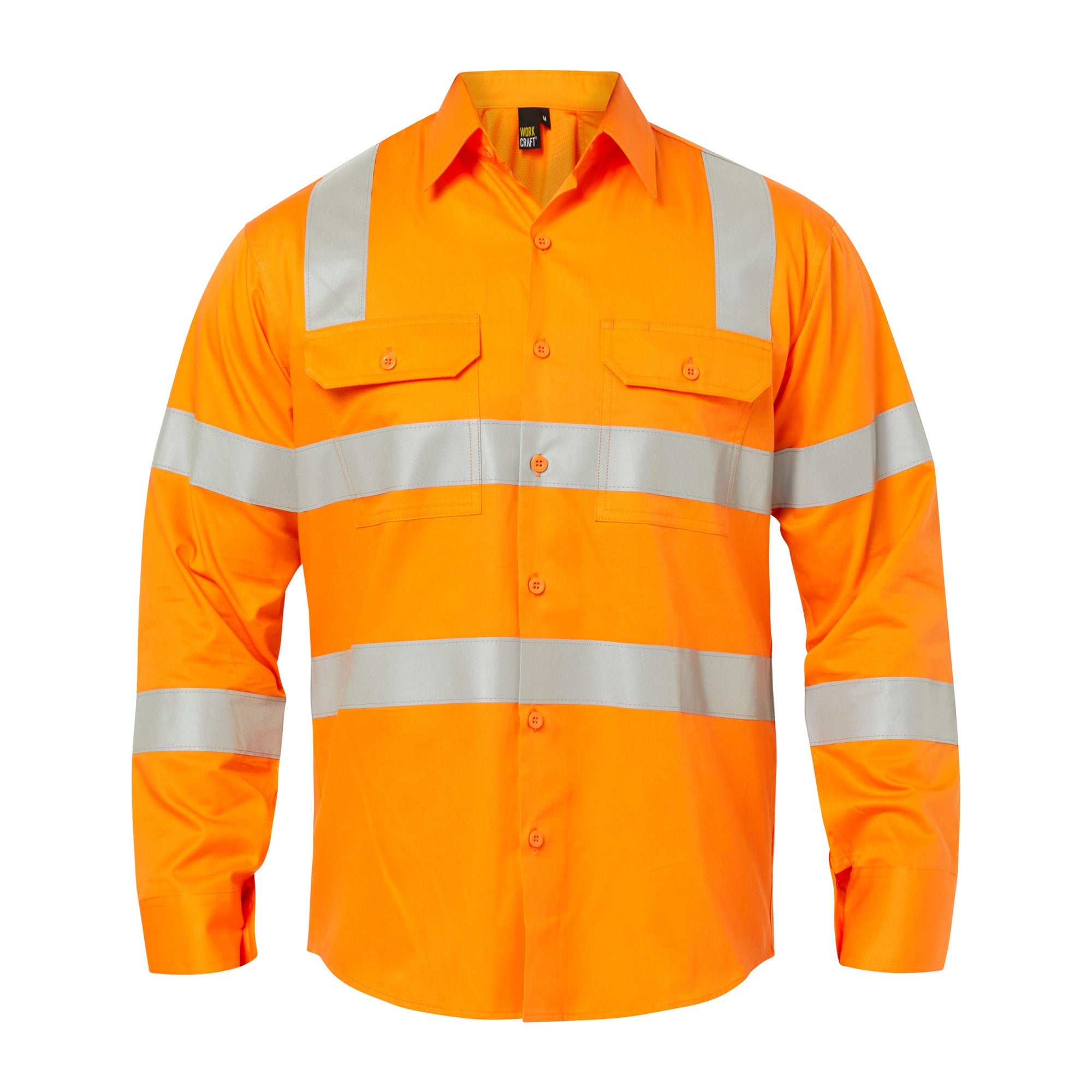 Lightweight Hi Vis Vented Cotton Drill Shirt With Semi Gusset And Shoulder Pattern CSR Reflective Tape