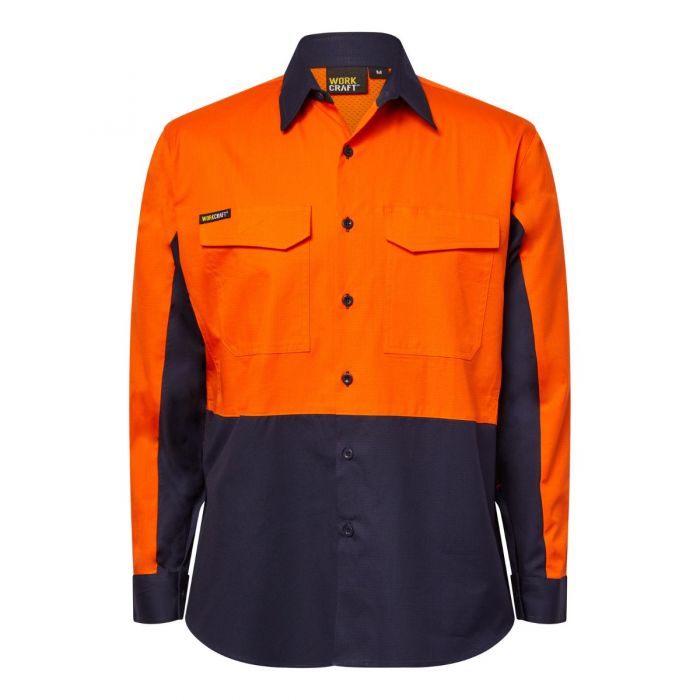 Ripstop Long Sleeve Vented Hi Vis Shirt