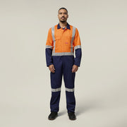 Hard Yakka Foundations Hi Visibility Two Tone Cotton Drill Coverall with Tape Y00262