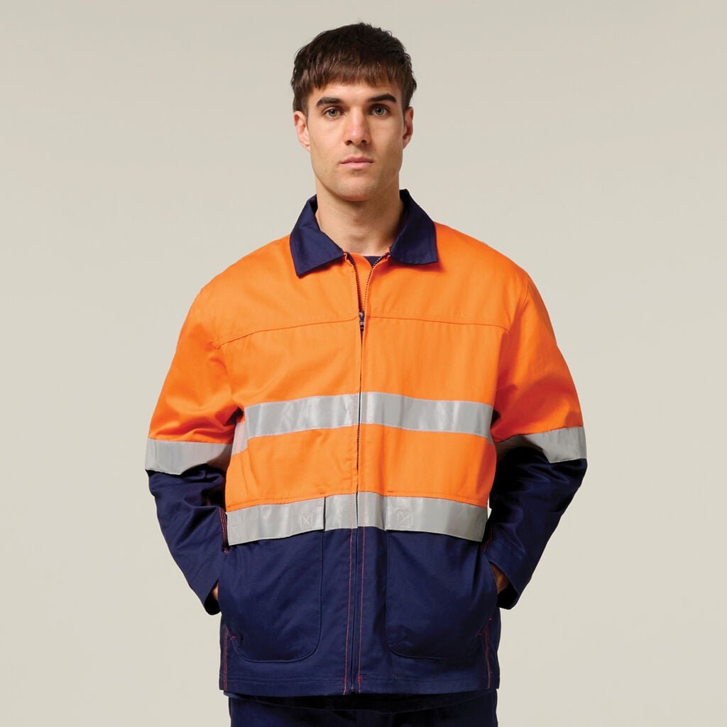 Men's 2 Tone Cotton Drill Jacket with Tape Y06545
