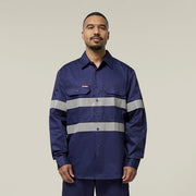 Foundations Hi Visibility Cotton drill Long Sleeve Shirt with Tape Y07227