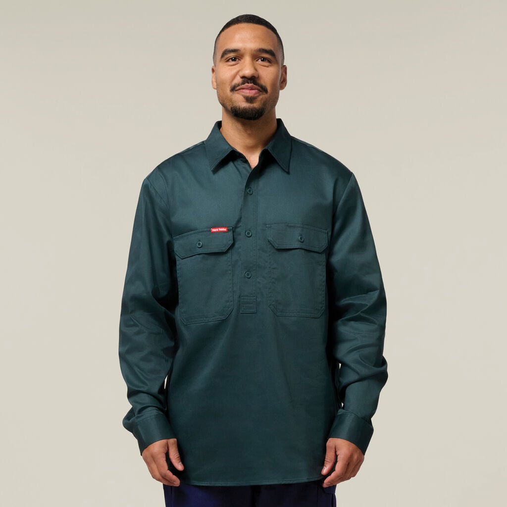 L/Sl Drill Closed Front Shirt Y07530