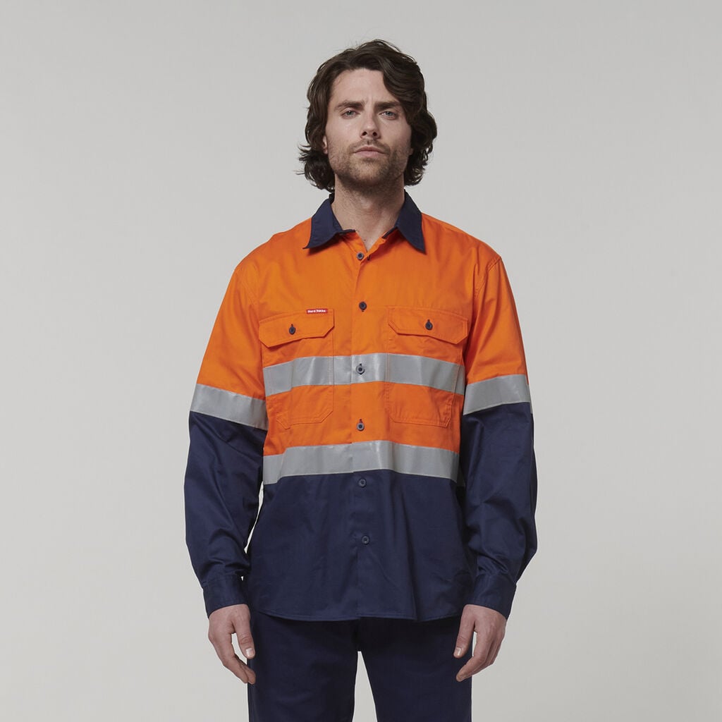 Men's Hi Vis Long Sleeve Lightweight Drill Shirt Y07940