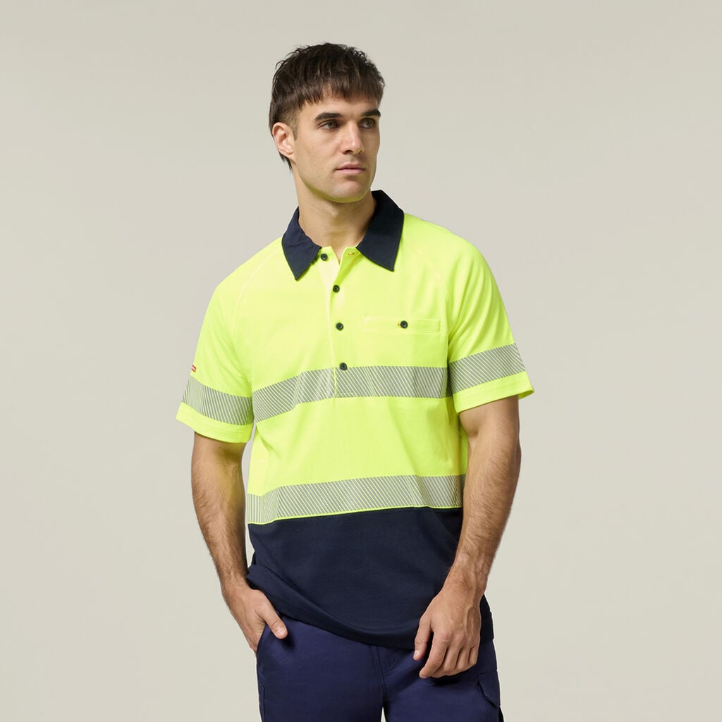 Koolgear Hi Visibility Two Tone short Sleeve Ventilated Polo with Segmented Tape Y11383