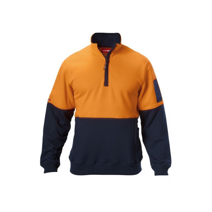 Yakka Foundations Hi-visibility Two Tone Brushed Fleece 1/4 Zip Jumper